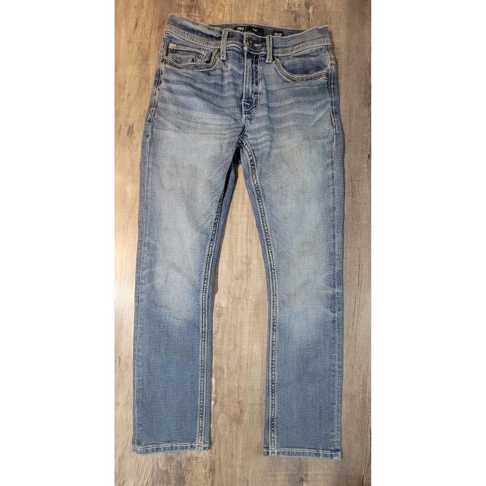 BKE Alec Slim Fit Jeans Mens 30x30 Medium Wash Stretch Denim Heavy Stitch EUC